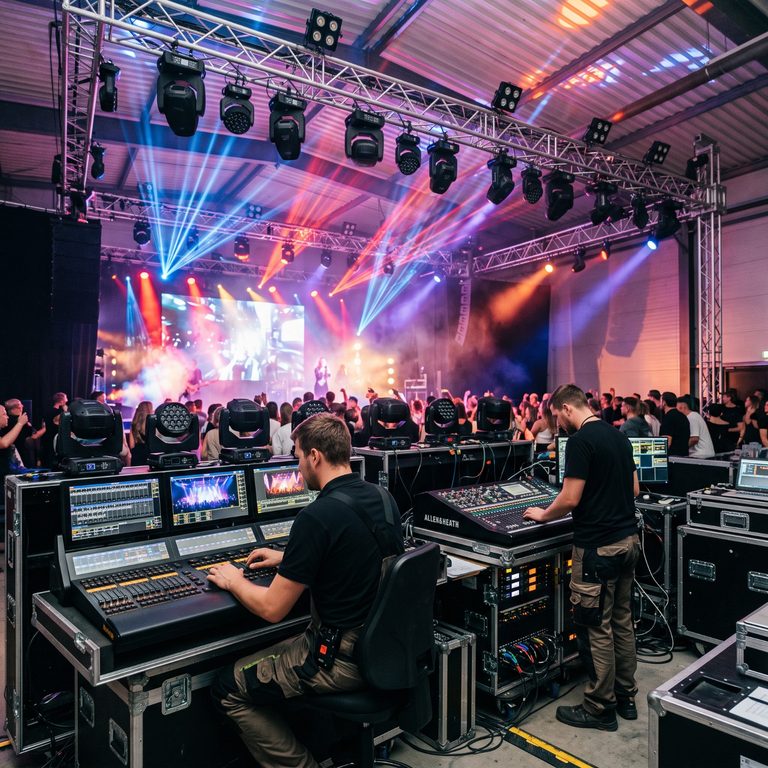 Élő show FOH asztalai — fény- és hangkeverő